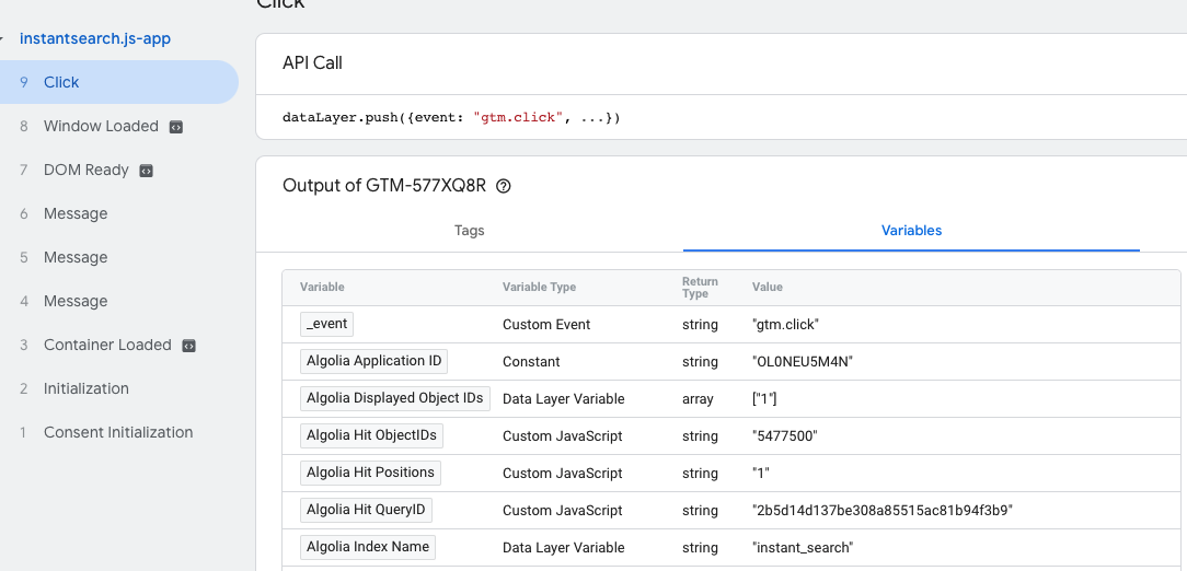 Ensure all Algolia variables have the expected values