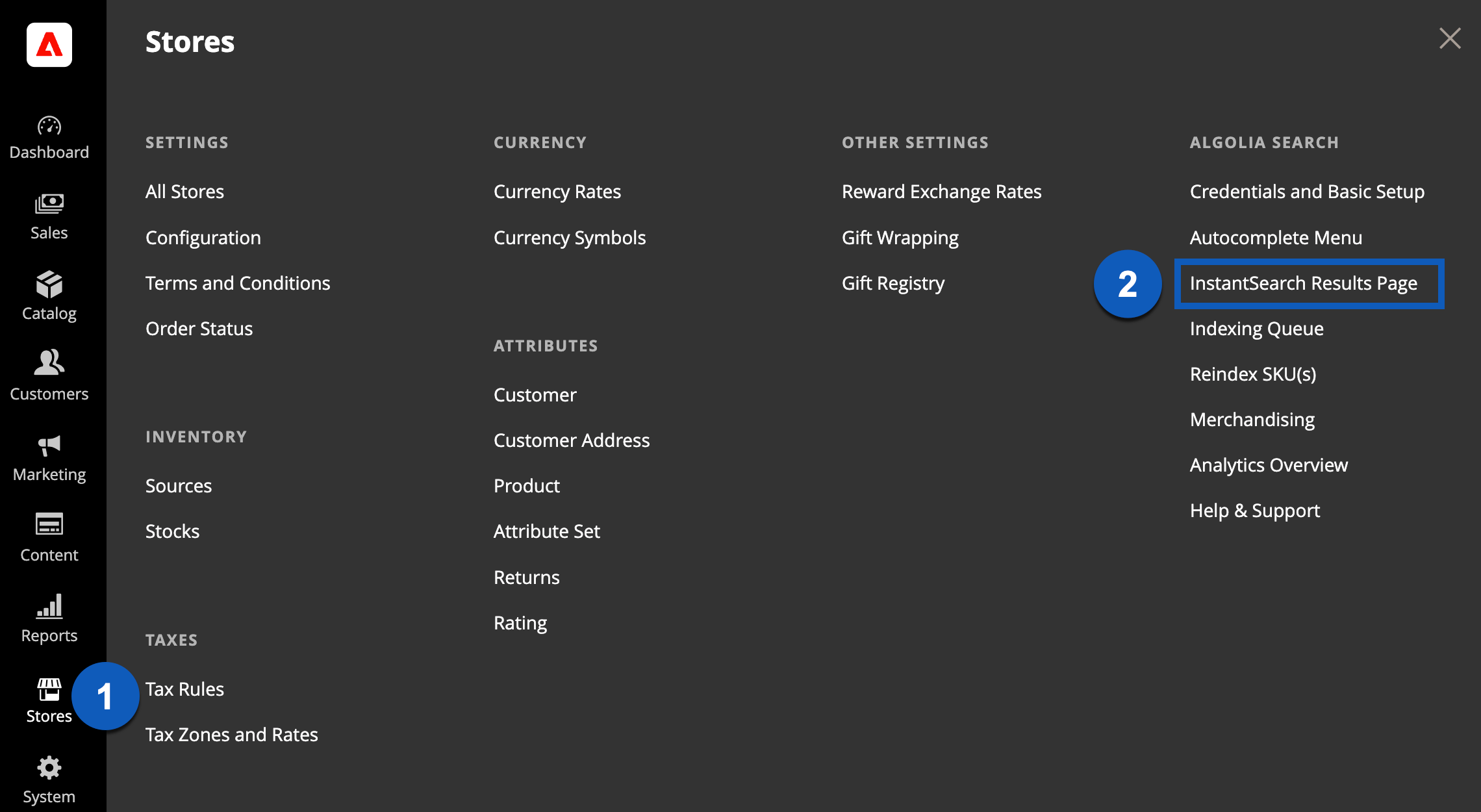 Magento 2 InstantSearch settings