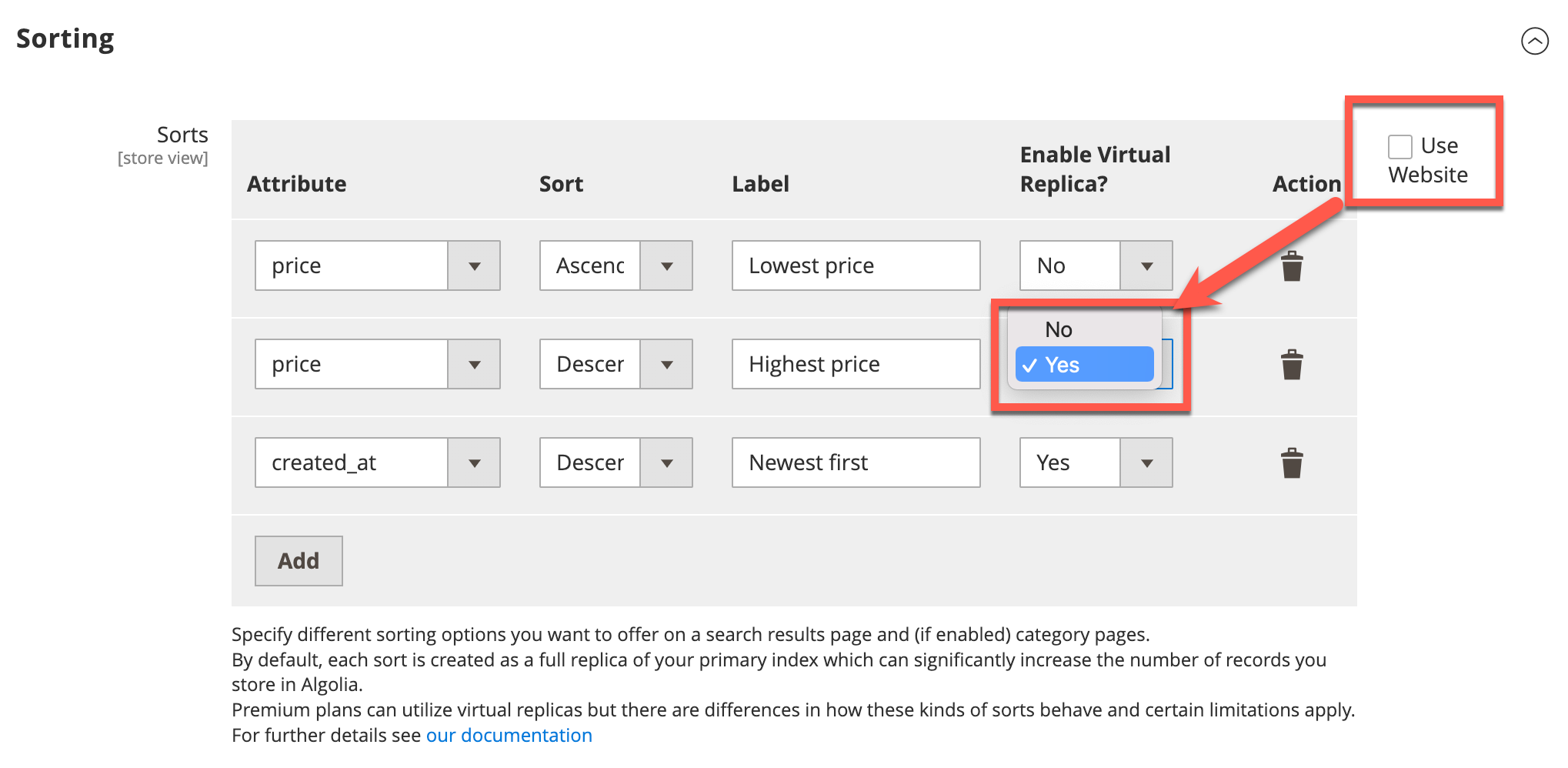 Limit virtual replica configuration by store scope