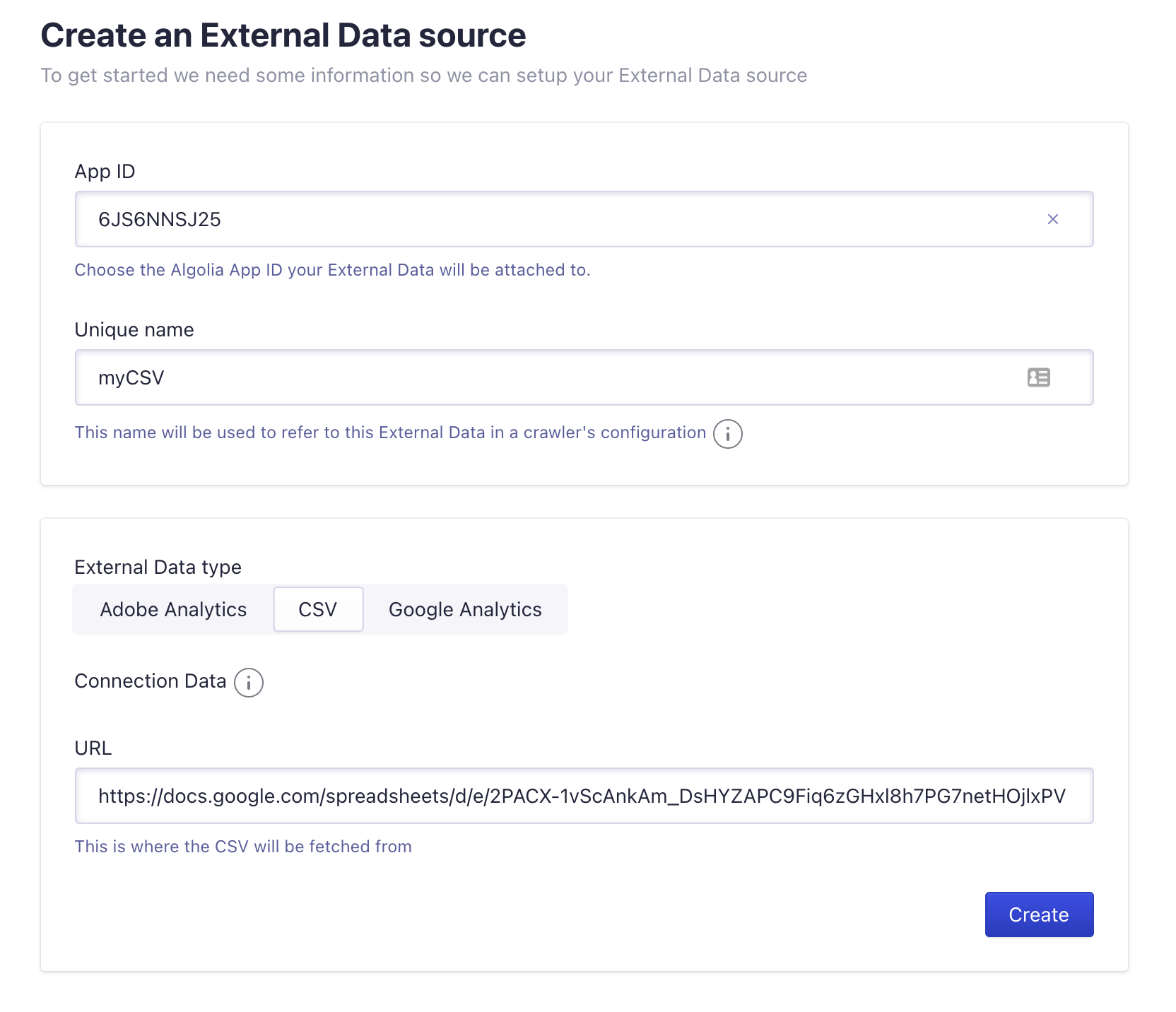 CSV external data source options